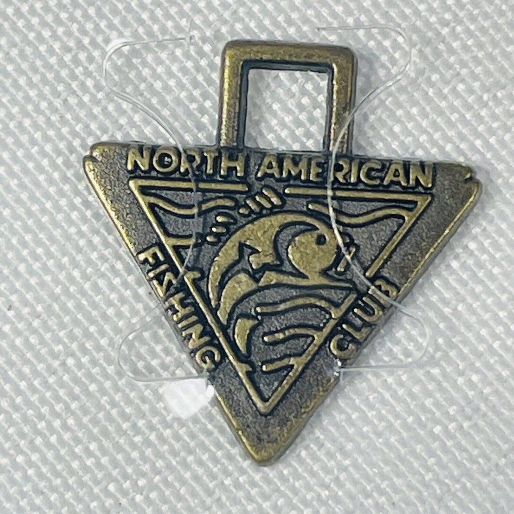 VINTAGE NOS North America Fishing Brass Small Jumpin Fish Tag Key Tab